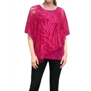 NEW MICHAEL TYLER short sleeve layered flowy tunic in fuchsia